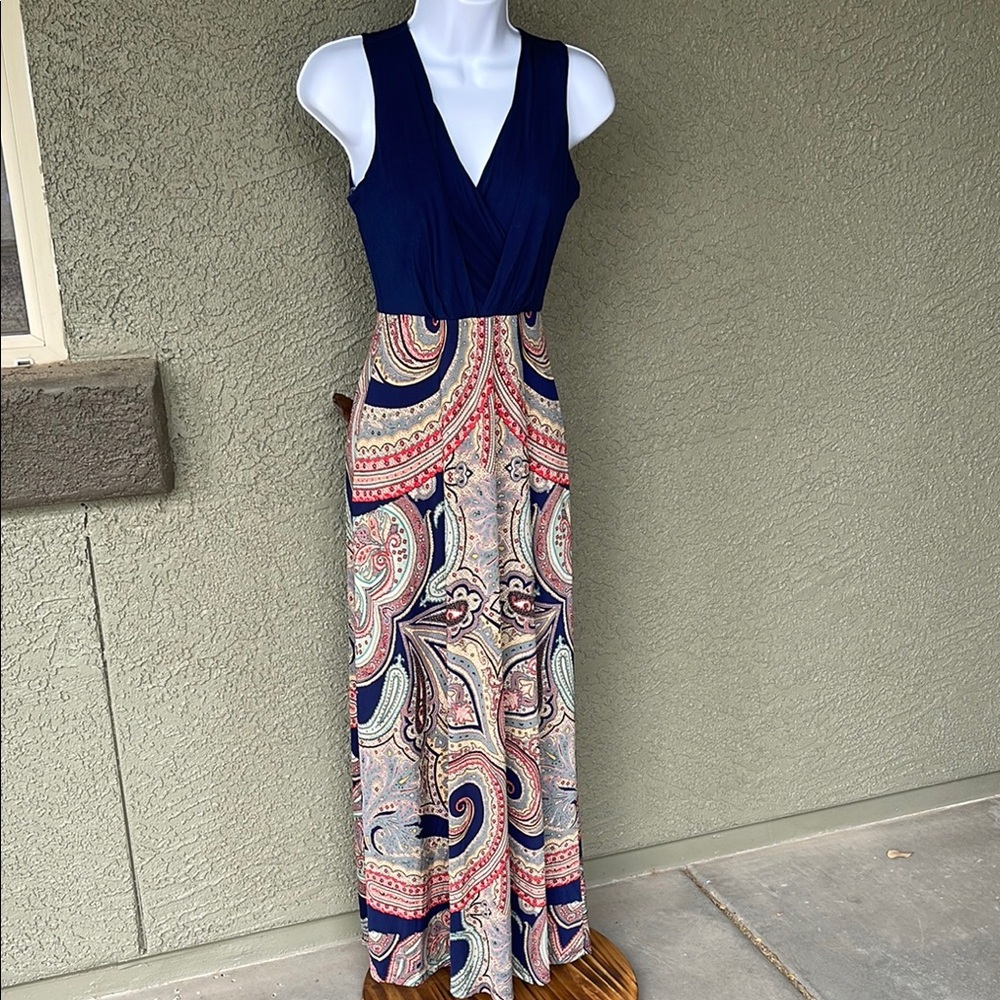 No.141 Gilli Navy and Paisley Maxi Dress Size Small